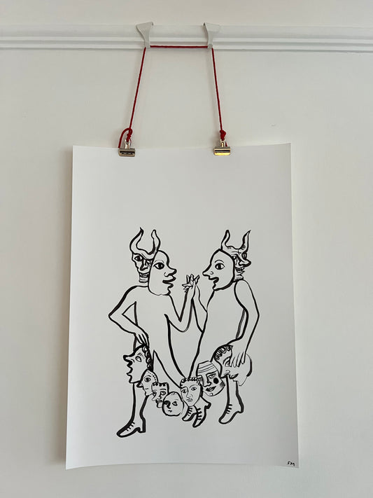 Devils, ink on A2 paper